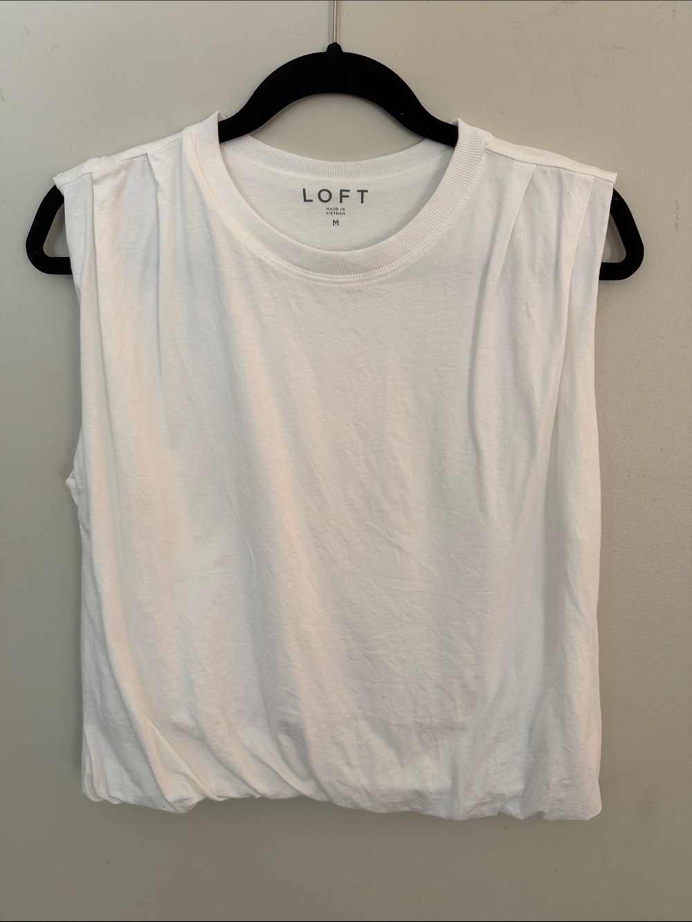 LOFT White Bubble Hem Tank Top